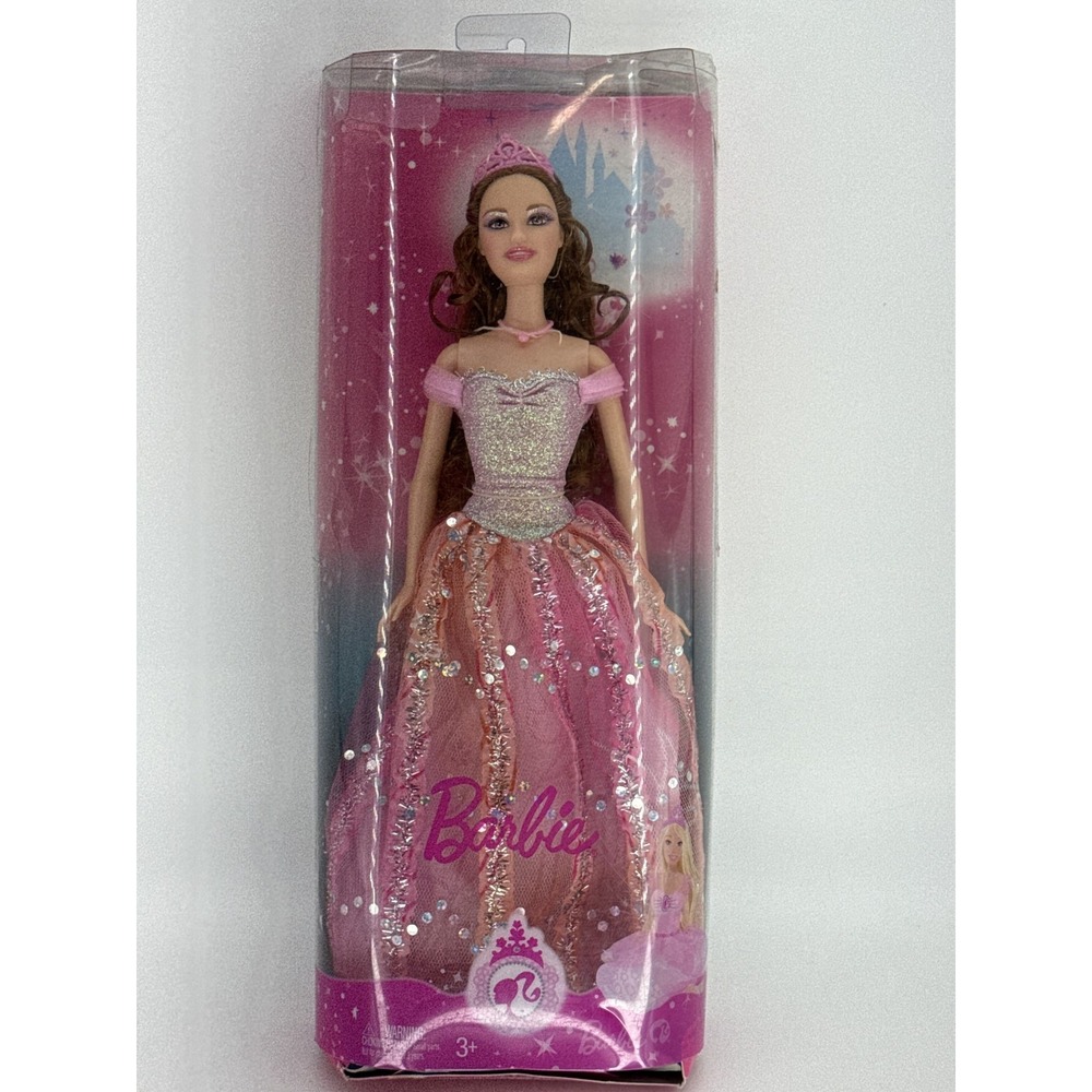 Mattel Glittery Barbie Princess Doll Pink Plastic Gown Unisex Indonesia P9032